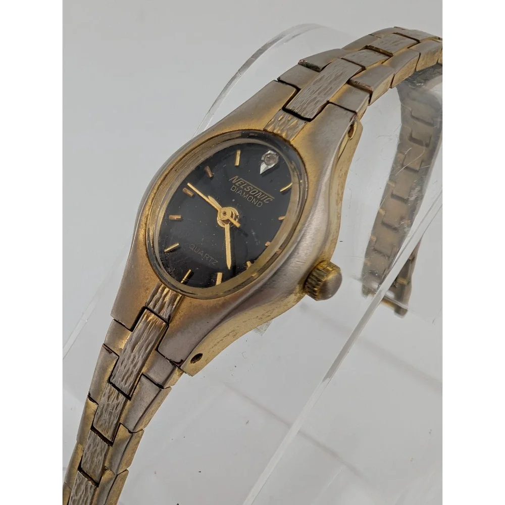 Vintage Nelsonic Watch Women‎ 18mm Case Black Dial 7